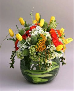 Pecera de tulipanes